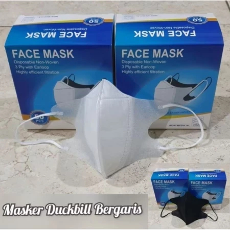 COD Masker Duckbill 3ply Facemask Premium 50 Hitam Pakai Kotak