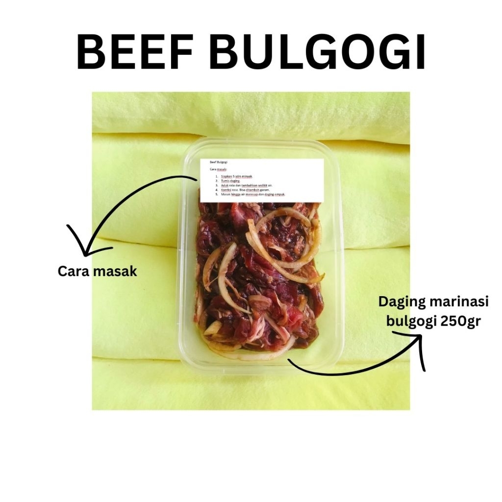 

BEEF BULGOGI 250g - DAGING MARINASI PACK + TUTORIAL CARA MEMASAK