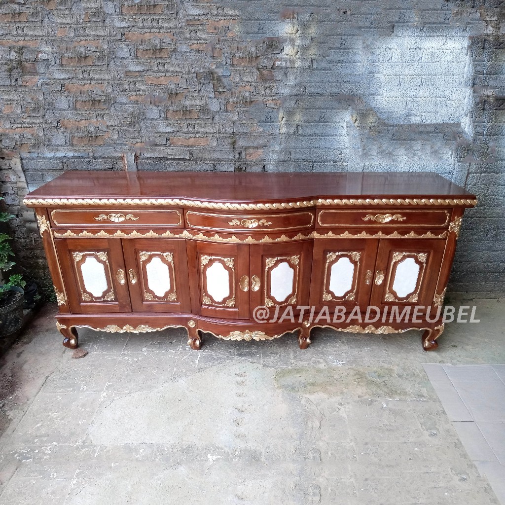 Bufet Tv Ukir Salina Kayu Jati, Meja Buffet Rak Tv Ukiran Jati, Lemari Hias Ukiran Kayu Jati