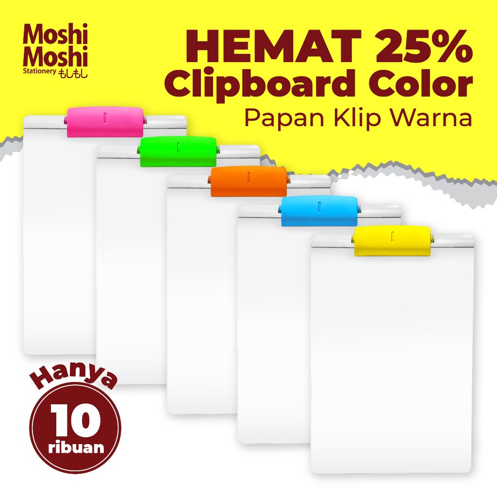 

Clipboard Paper Clip Color Moshi Papan Klip Warna Alas Tulis Kertas Ujian Anti Geser