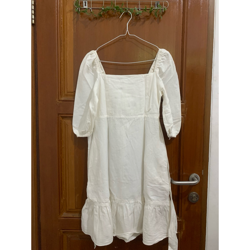 [preloved] dress katun linen warna putih
