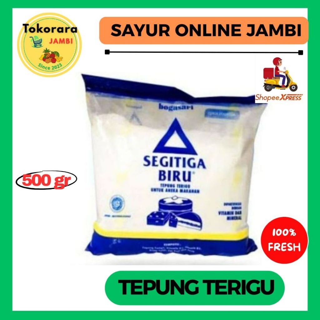 

Tepung Terigu Segitiga biru Kemasan 500gr-tokorara.jambi