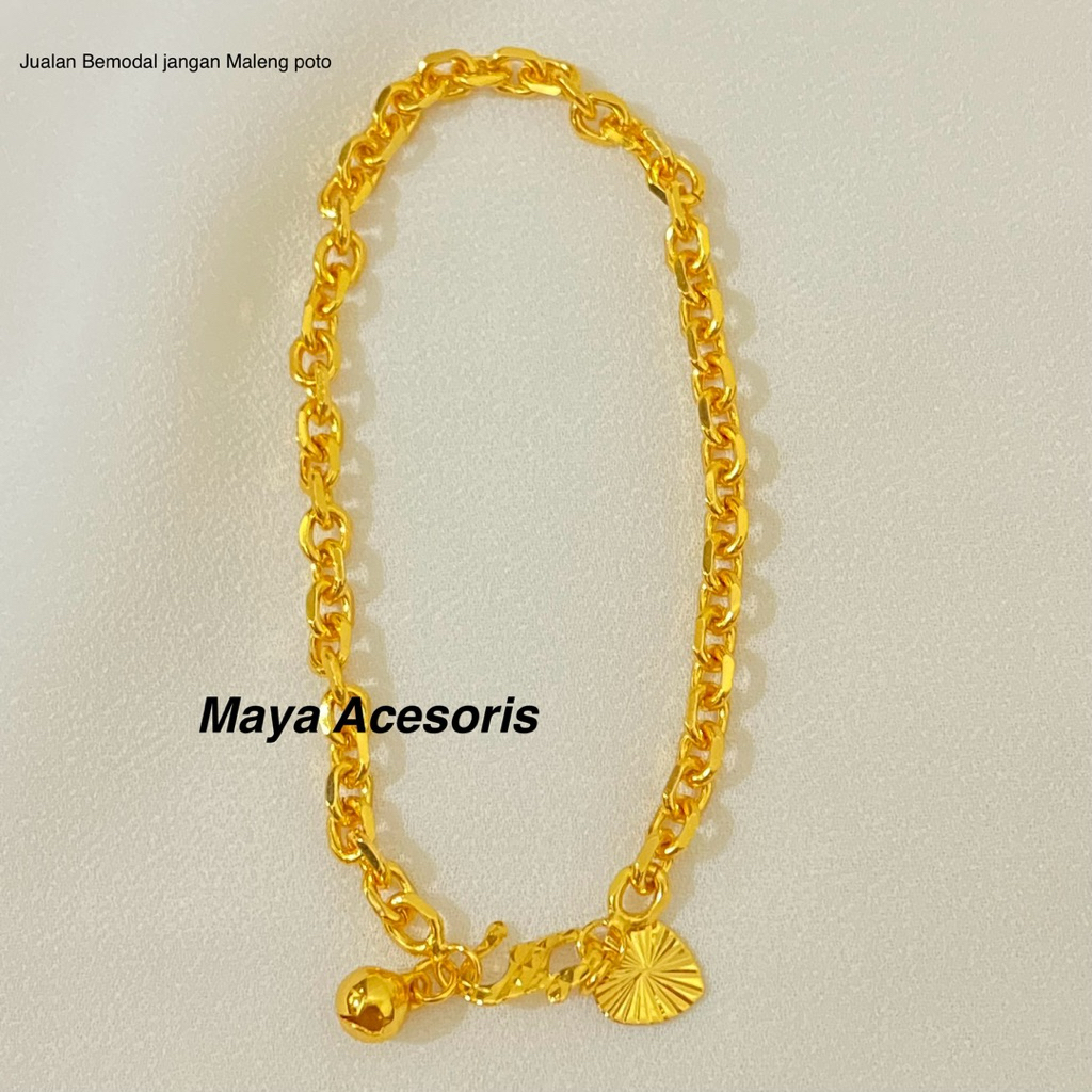 Gelang Nori Medan Polos Titanium Lapis Emas Anti Luntur