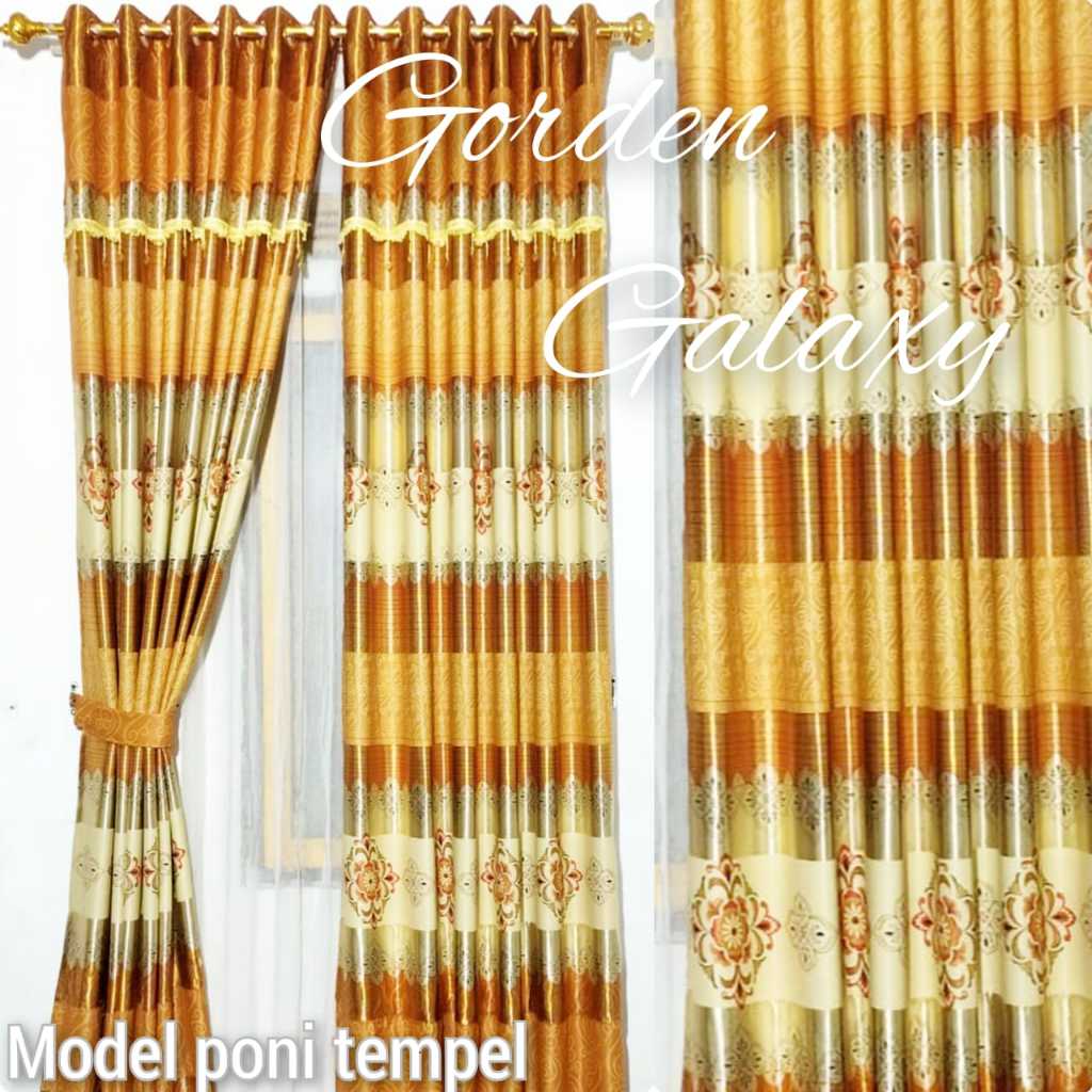 Gorden Jendela Blackout Import Model Poni Tempel Rumbai Motif Klasik mewah