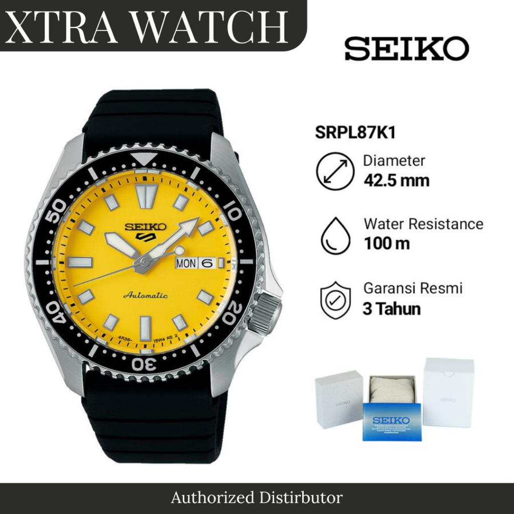 Jam Tangan Pria Seiko SRPL87K1 SKX Automatic Original - Tali Karet - Garansi Resmi 3 Tahun - Black Y