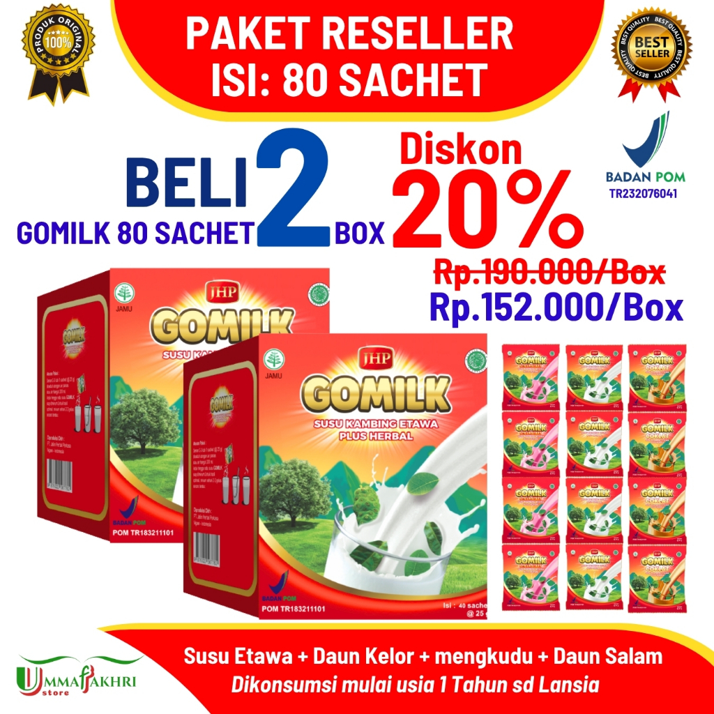 

Susu Kambing Etawa Sachet Gomilk – Plus Herbal Kelor Mengkudu Daun Salam – Untuk Anak & Lansia