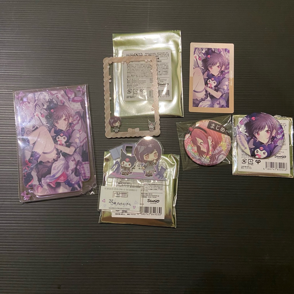 project sekai proseka niigo ena shinonome x kuromi sanrio collaboration acrylic stand, chibi standee