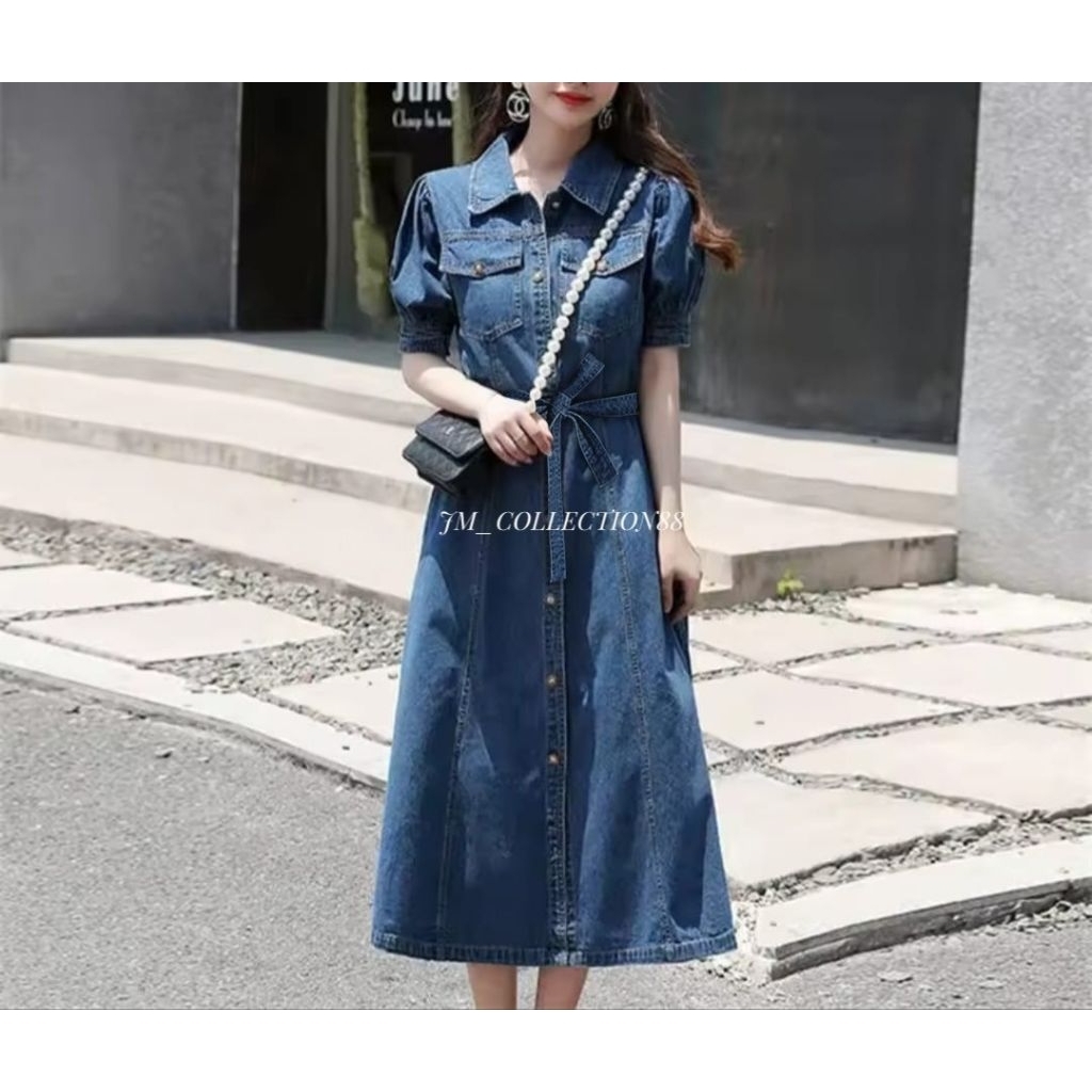 DRESS JEANS WANITA LENGAN PENDEK