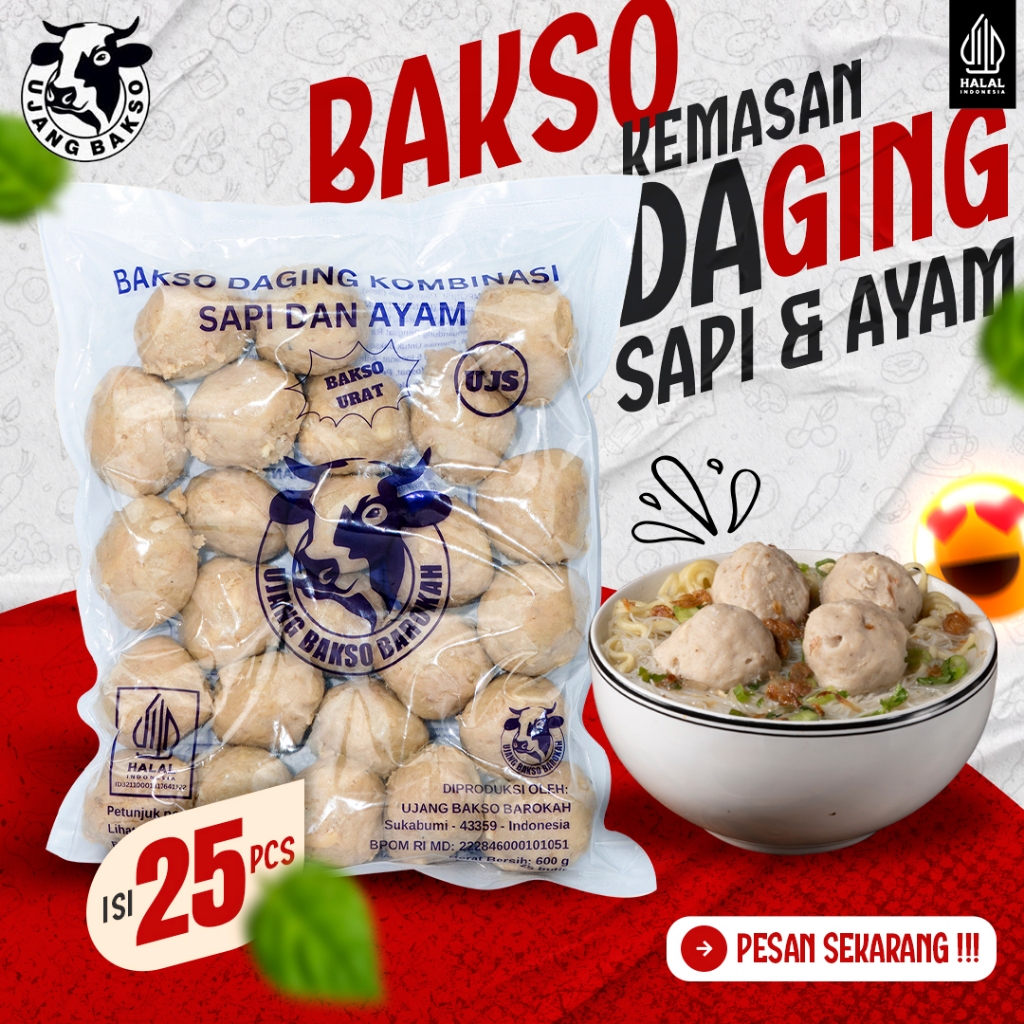 

Bakso Daging Sapi & Ayam Frozen Siap Masak Enak Gurih Tanpa MSG Halal Cocok Untuk Jualan & Keluarga - Ujang Bakso isi 25pcs