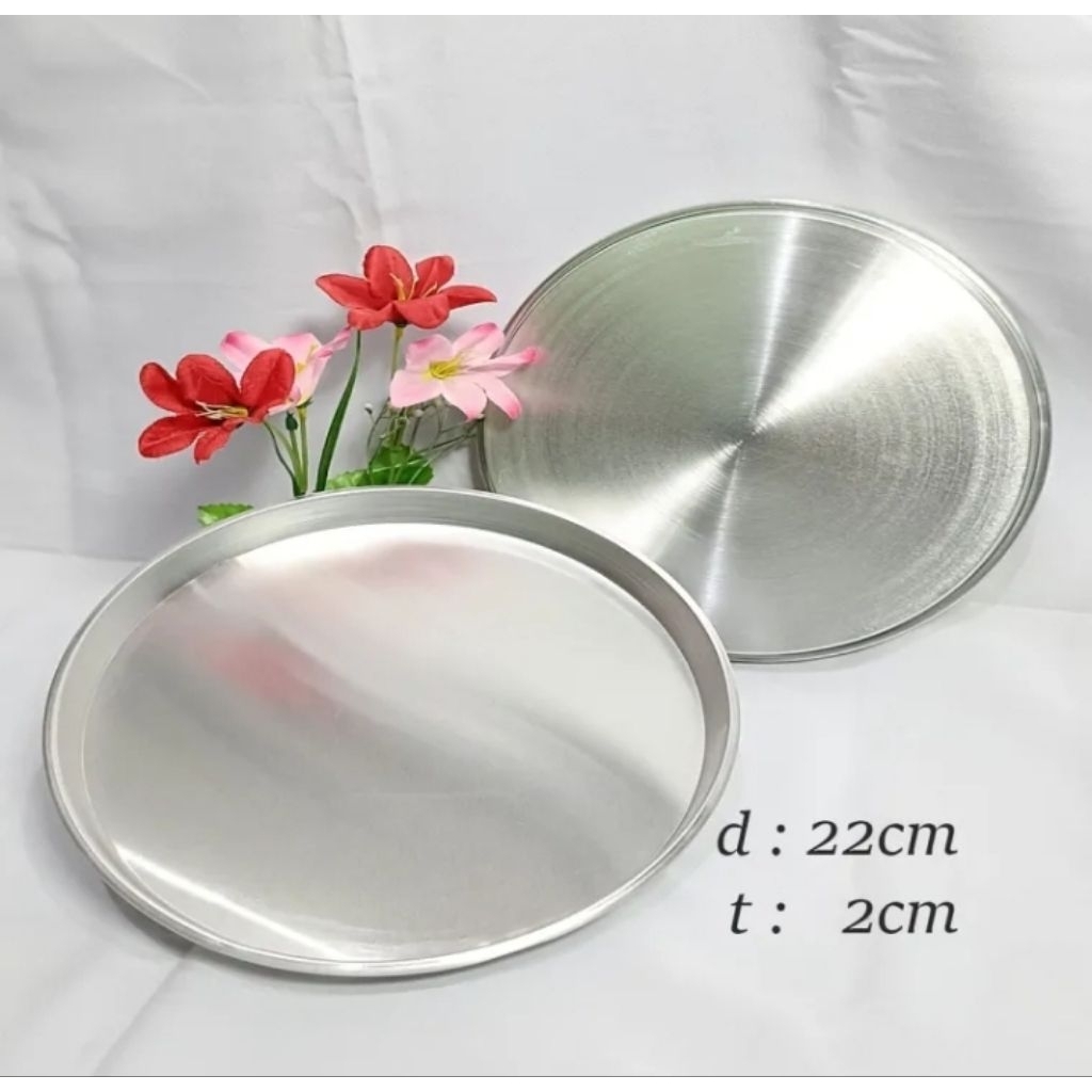 Loyang Pizza Ukuran 22 Cm Tinggi 2 Cm Bahan Alumunium / Cetakan Pizza Anti Lengket