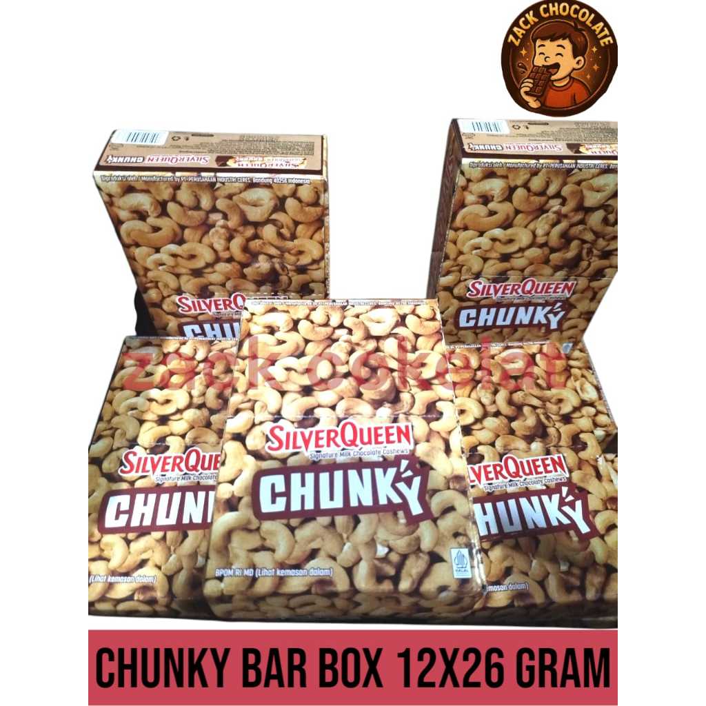 

Classica2106 Silverqueen Chunky Bar Mini 26G 1 Box Isi 12Pcs / Cashew Cokelat Batangan Premium