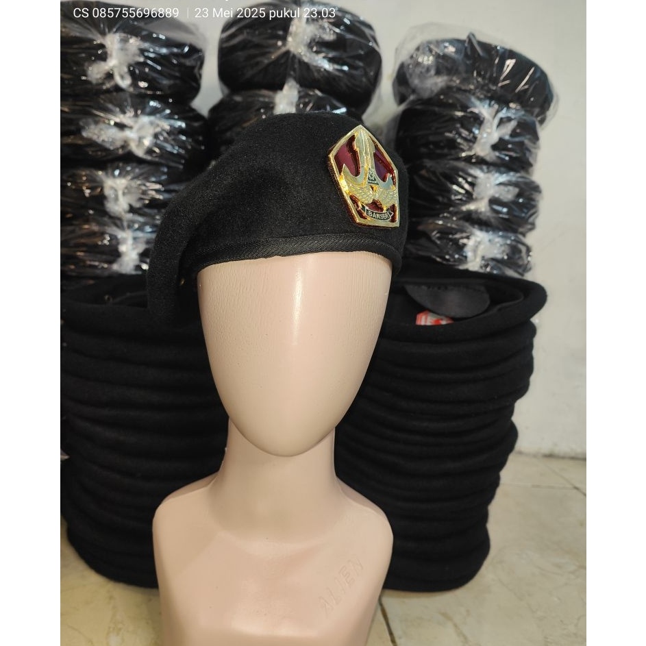 BISA COD BARET CAMEL HITAM KAVALERI  BANSER  EMBLEM BANSER