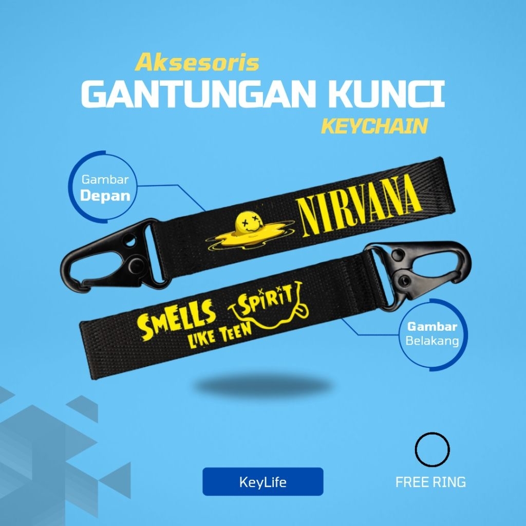 "Nirvana" GANTUNGAN KUNCI NIRVANA | KEYCHAIN NIRVANA | GANTUNGAN KUNCI MOTOR NIRVANA
