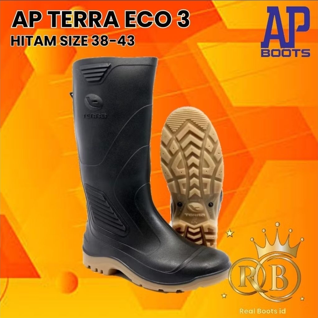 SEPATU AP BOOTS TERRA ECO 3 HITAM - AP TERRA ECO 3 KARET TINGGI HITAM - AP BOOTS TERRA ECO 3 HITAM