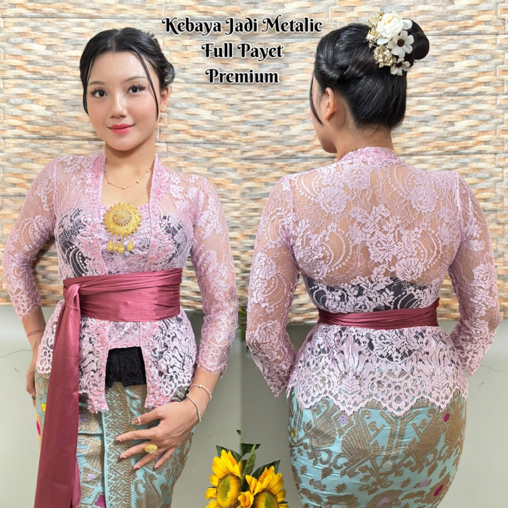 Kebaya Payet Brokat Metalik Premium | Kebaya Brokat Semi Prancis | Kebaya Payet | Kebaya Bali
