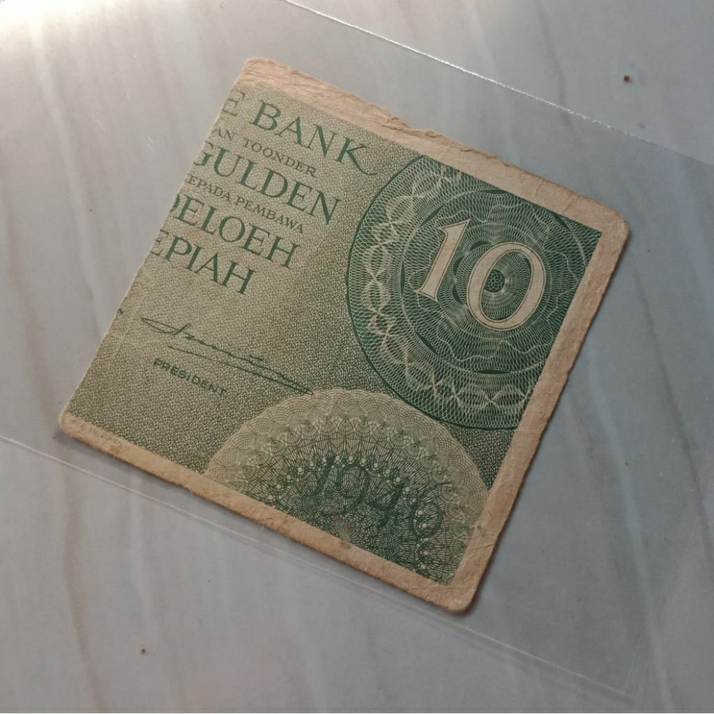 PROMO TAHUNN 1946  SENERING 10 GULDEN SERI FEDERAL JAVASCHEBANK KOLEKSI KERTAS KUNO MURAH BANYAK DIC