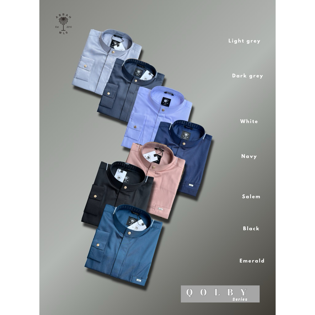 Qolby series NAVY | ABBAH MOSLEM Kemeja Koko Casual Basic