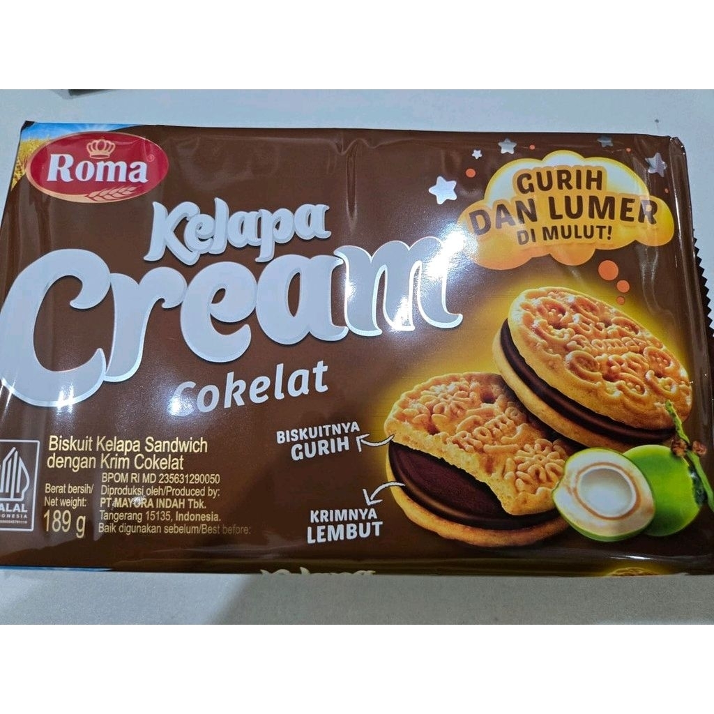 

Roma kelapa krim coklat 189 gr biskuit roma