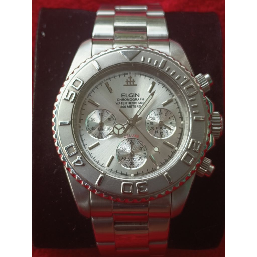 Jam Tangan preowned ELGIN USA FK1120D Quartz Chronograph All Original kondisi bagus