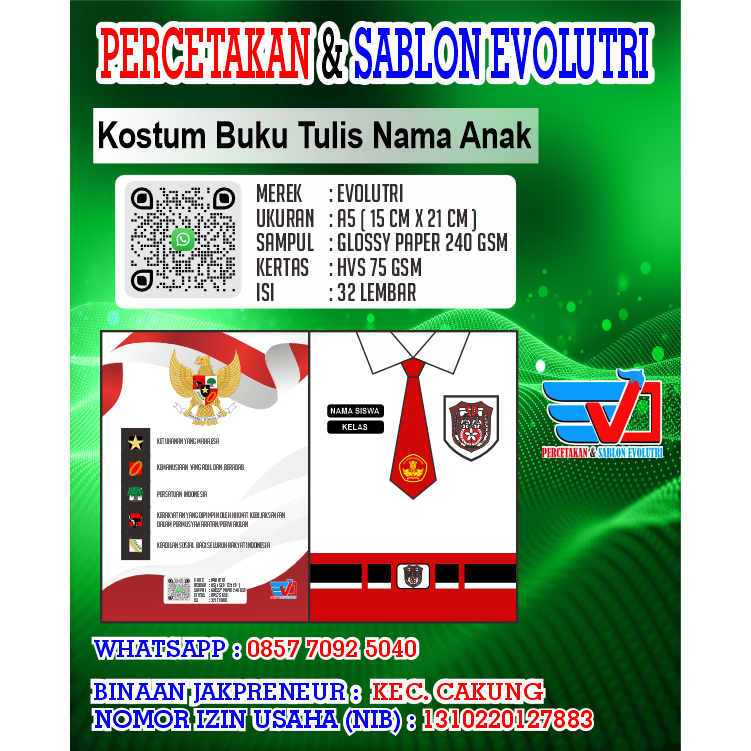 

Buku Tulis Sekolah Kostum Nama