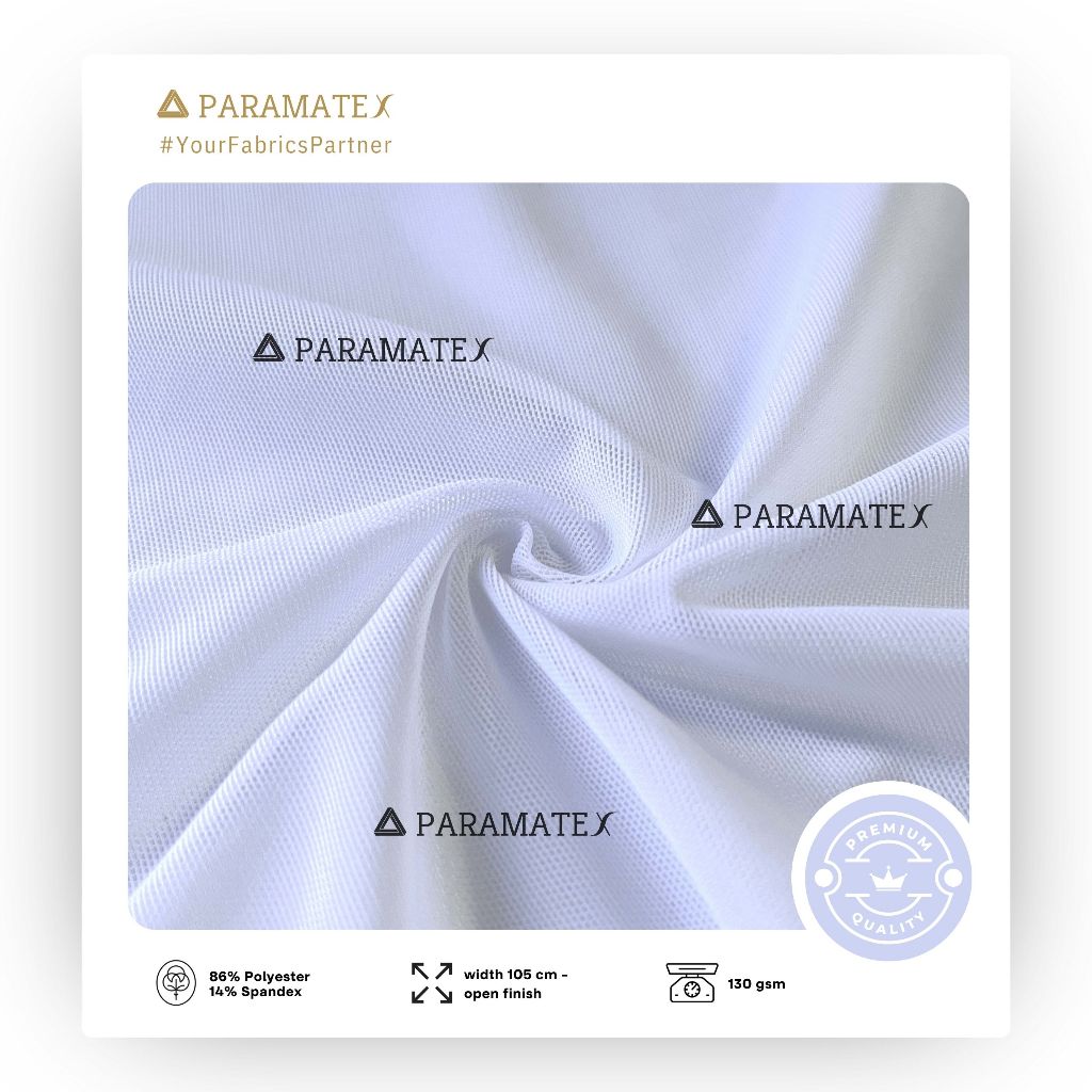Paramatex Bahan Kain Mesh Powernet Polyester White Per Yard High Quality Polyester Spandex Bahan Pak