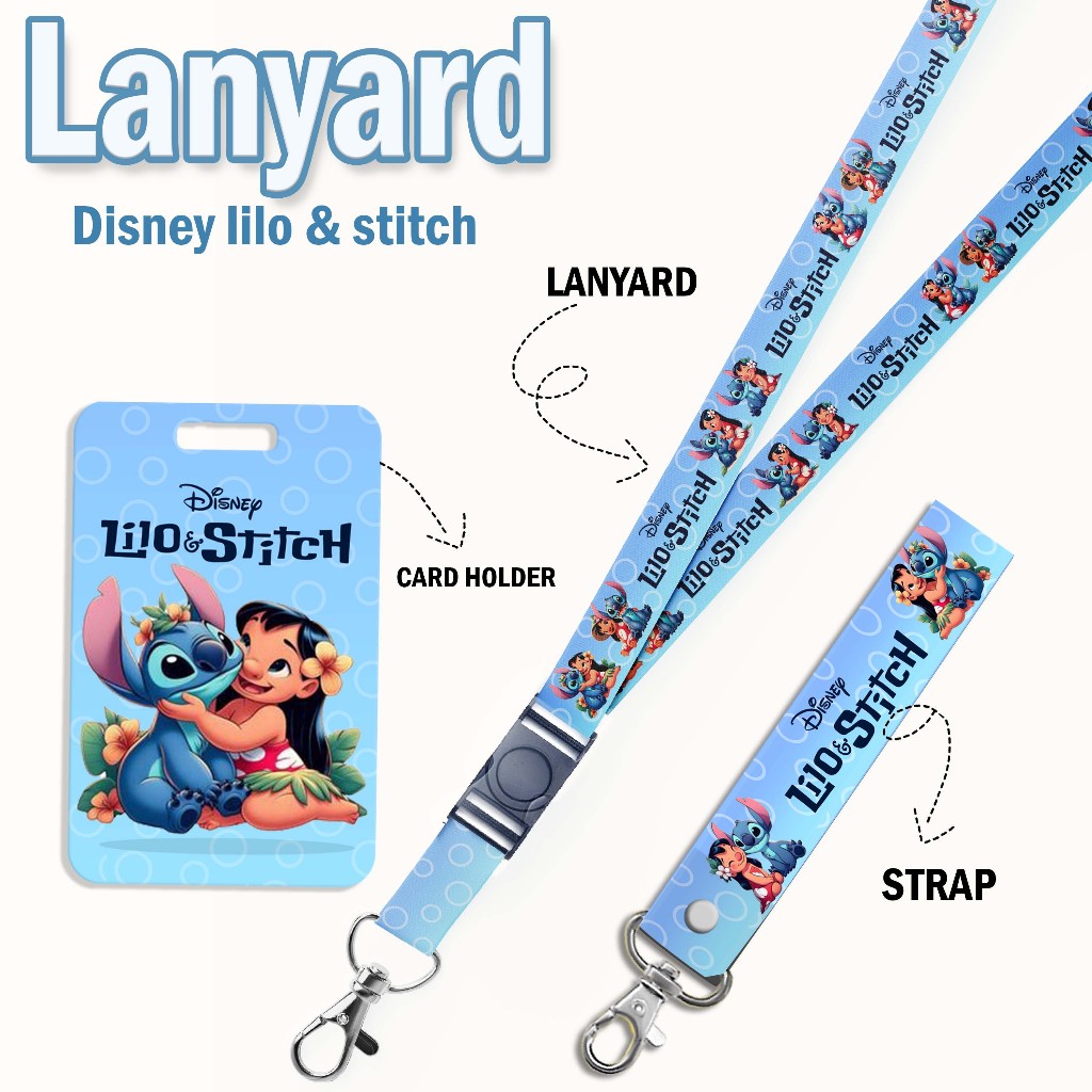 

STRAP LANYARD CARD HOLDER Lilo & Stitch Gantungan Kunci - Handphone - ID Card