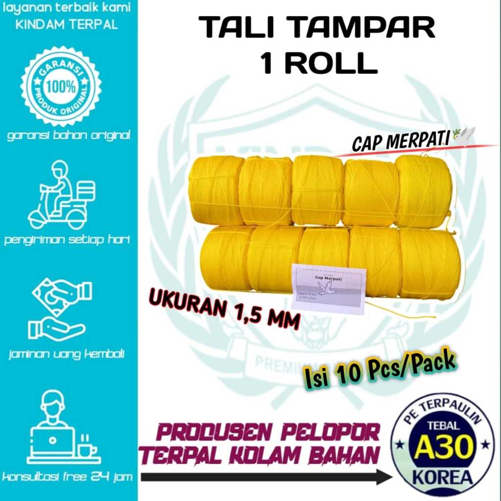 

TALI TAMPAR ROLL 1,5 MM CAP MERPATI KUAT DAN BERKUALITAS