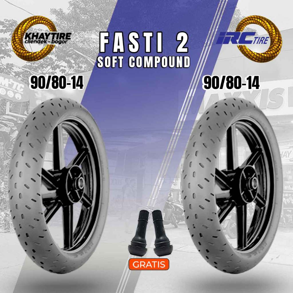 Paket Ban Motor Matic IRC FASTI 2 90/80 & 90/80 Ring 14 Tubeless