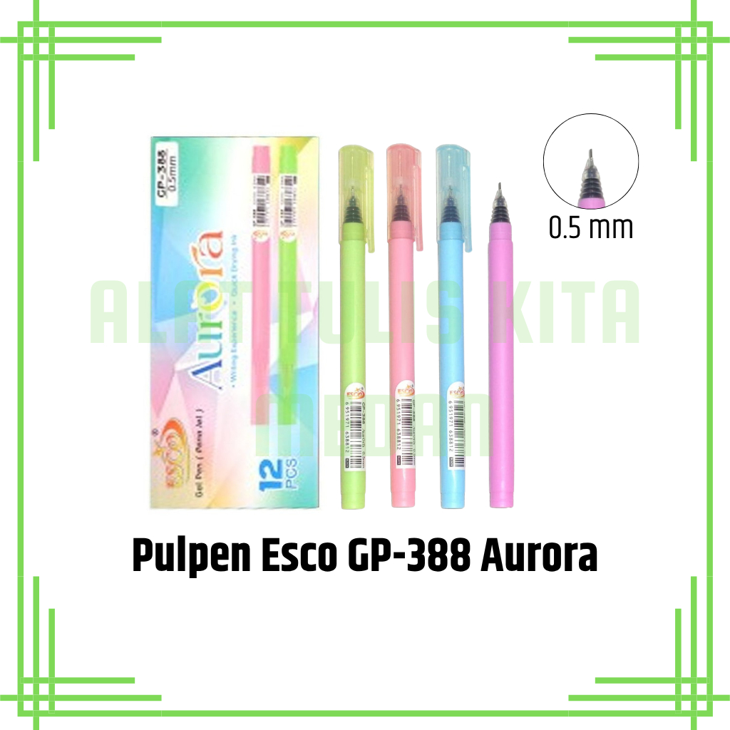

(1 Kotak) Pulpen Esco GP-388 Aurora / Gel Pen 0.5mm Esco GP-388 Aurora