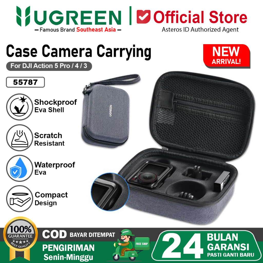 UGREEN Premium Tas Storage Hard Case DJI OSMO ACTION 3 4 5 Pro Combo Bag