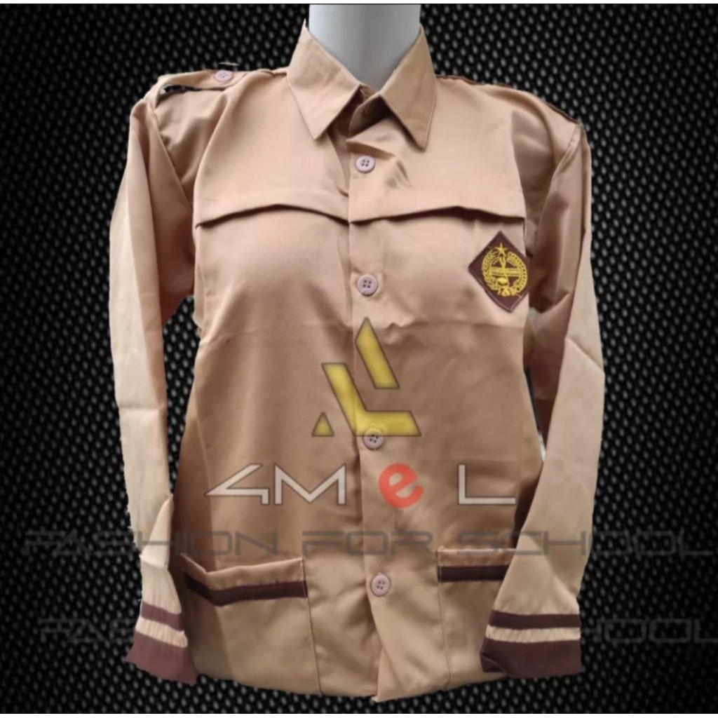 baju pramuka siaga lengan panjang kain high twisa dan oxford