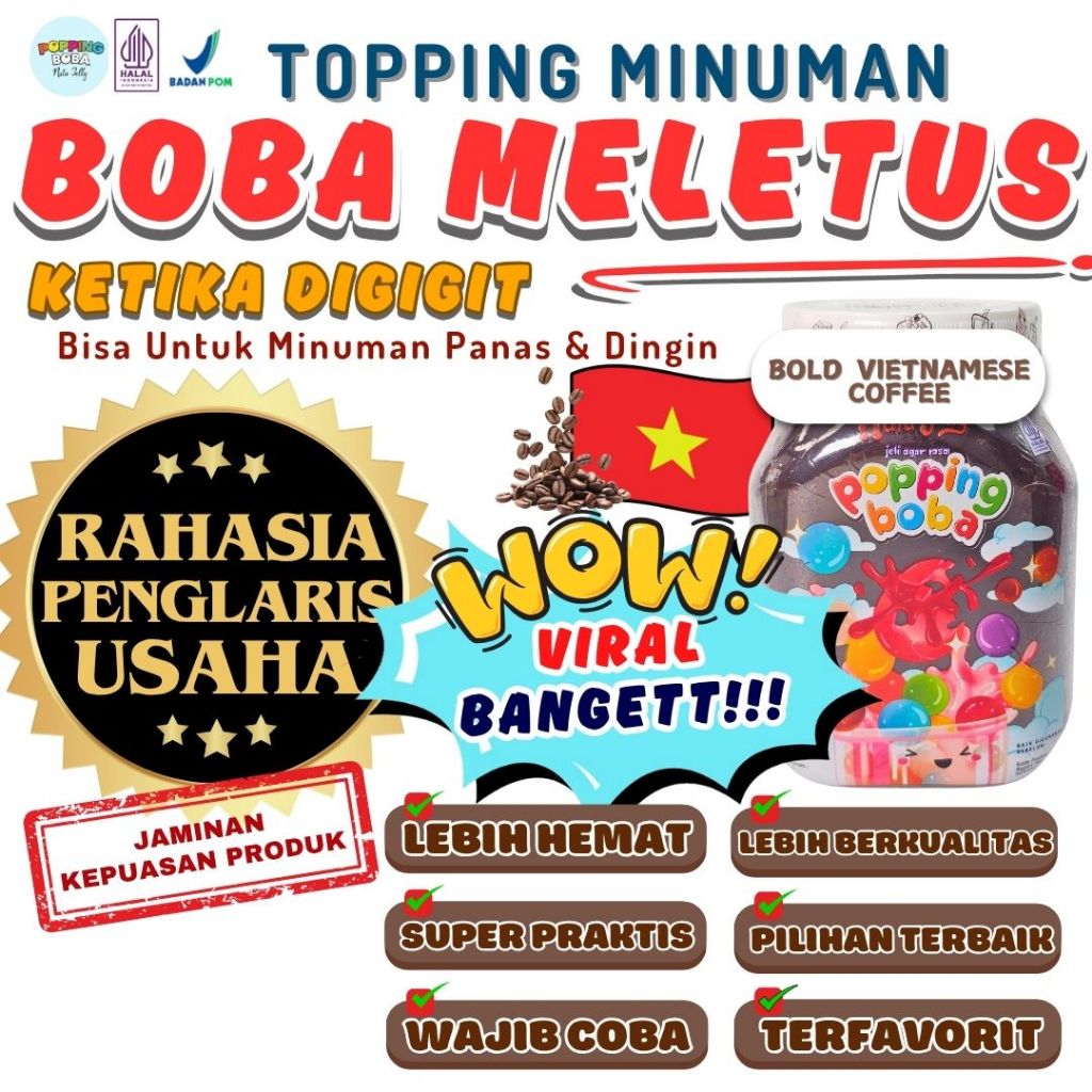 

Boba Meletus Dimulut Topping Minuman Instan - Popping Boba Pecah Dimulut Rasa Kopi 500 Gram | Cocok Untuk Semua Minuman | Popping Boba Nata Jelly