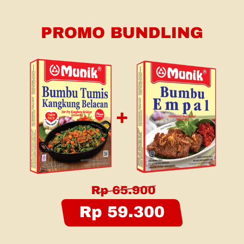 

Promo Bundling Bumbu Munik Tumis Kangkung Belacan 90 gr + Bumbu Empal 110 gr