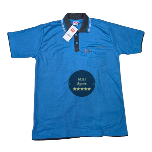 Kaos kerah Olahraga Wilson Bordir W di Saku  Warna BIRU BCA