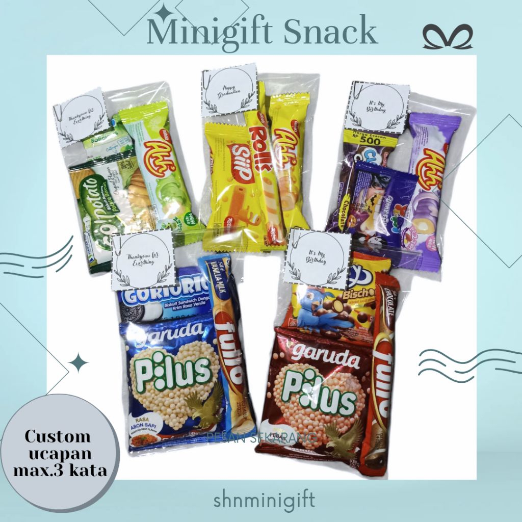 

MINIGIFT SNACK - Snack Custom Ucapan versi Low Budgett // Hampers Snack MiniGift