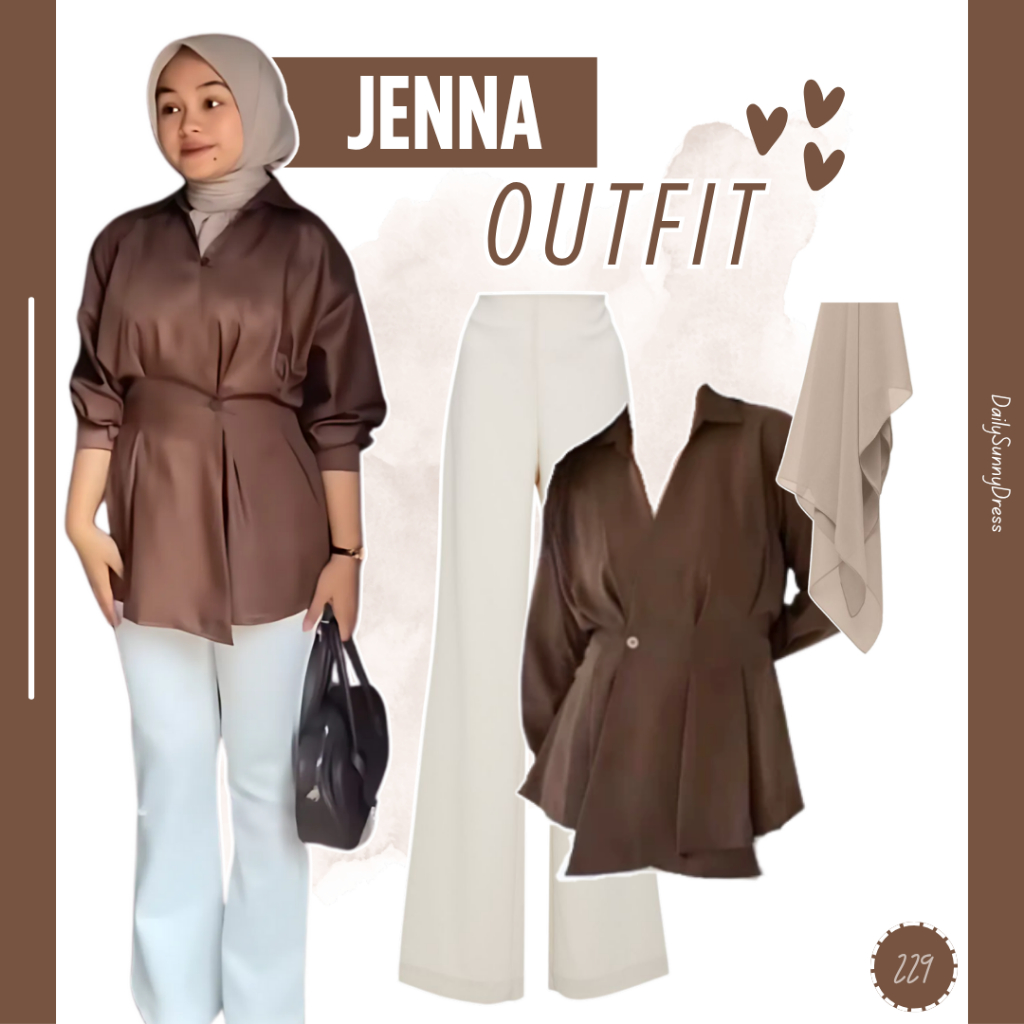 DSD229 | Jeena Shirt, Celana Cutbray, Bella Square | OneSet Wanita Terbaru Kekinian Korean Style
