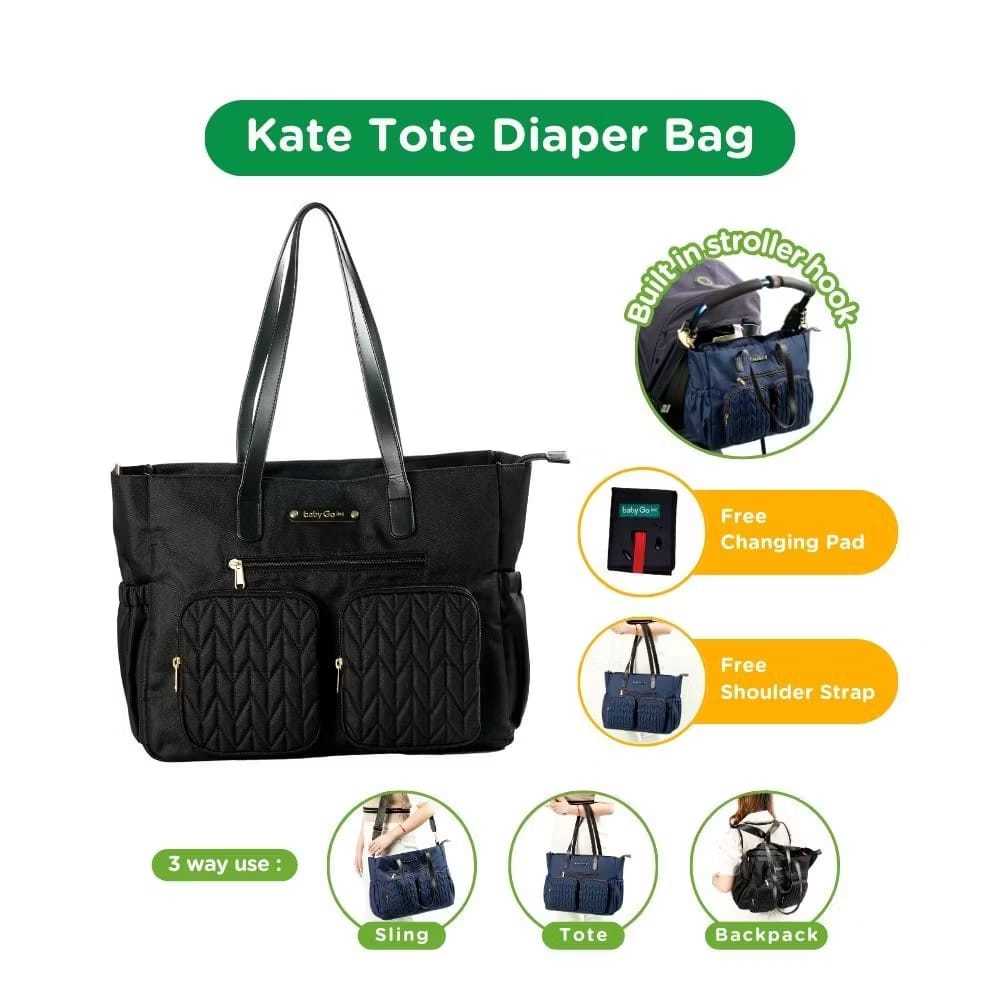BabyGO Inc Kate Tote Diaper Bag / Tas Diaper Baby / Diaper Bag / Tas Traveling Baby