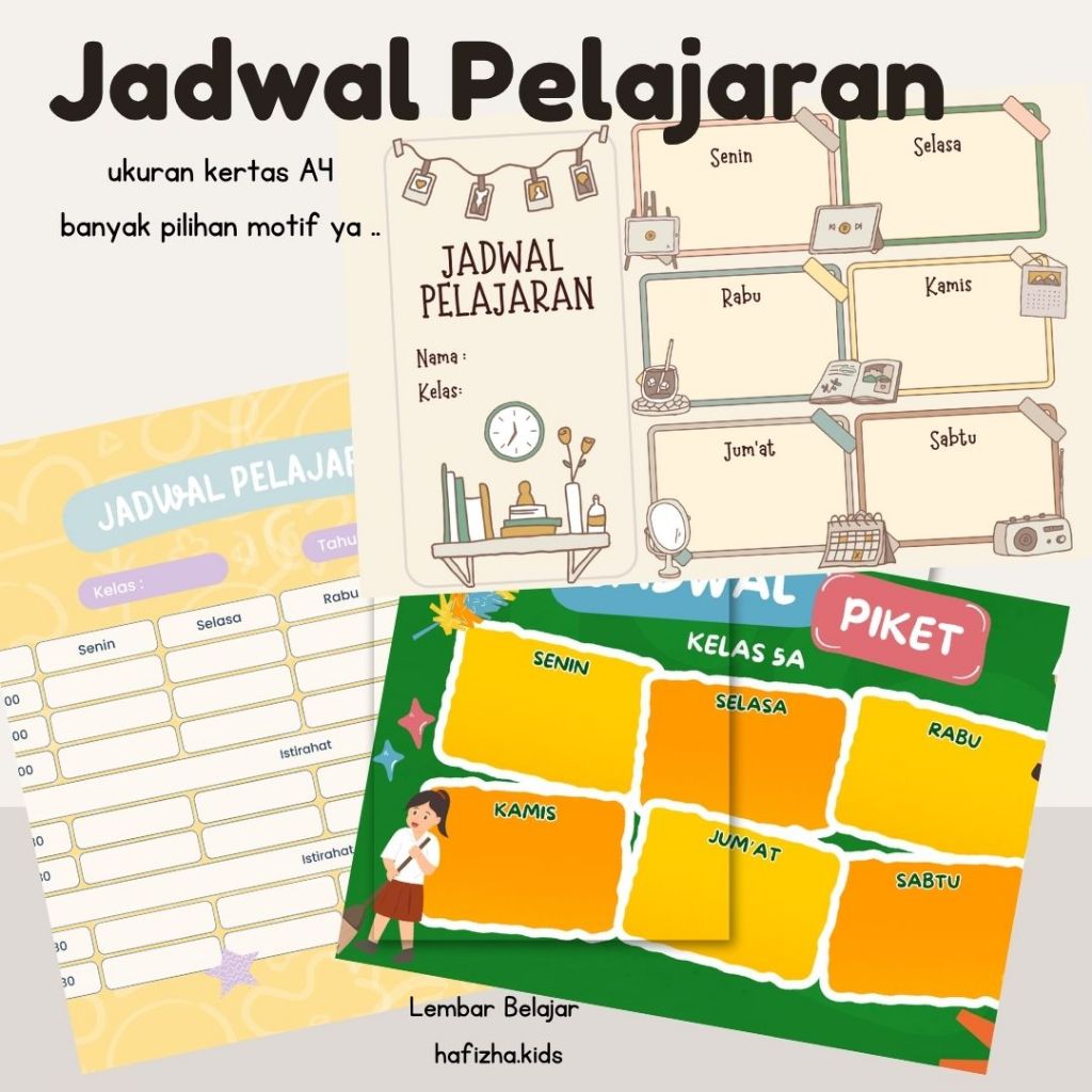 

MINI POSTER JADWAL PELAJARAN UKURAN A4
