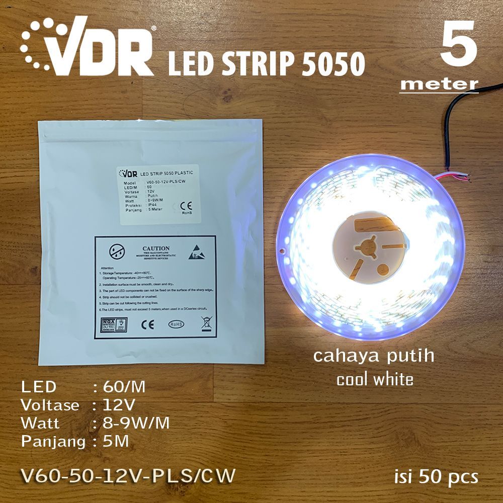 STRIP LED 5050 DC 5M V60 VDR PUTIH