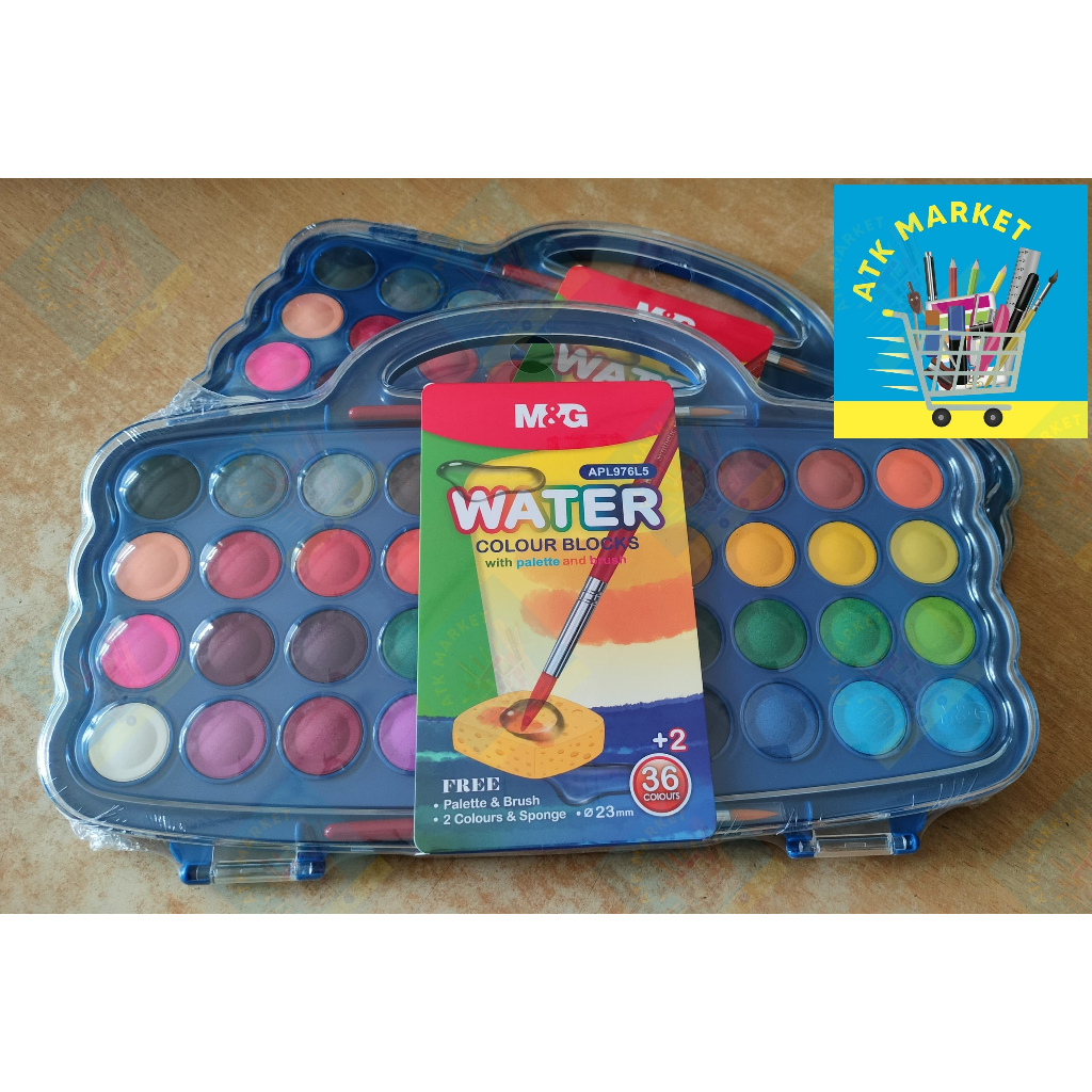 

Cat Air / Watercolor / Watercolour Blocks M&G / MG Set 36 Warna + 2warna + Kuas