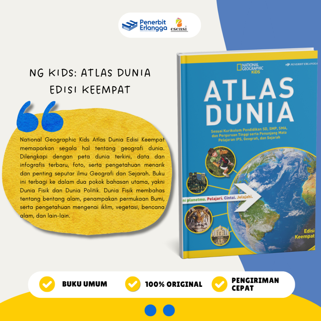 [Erlangga Official] Buku Referensi Umum: Ng Kids Atlas Dunia Edisi Keempat - NG Kids