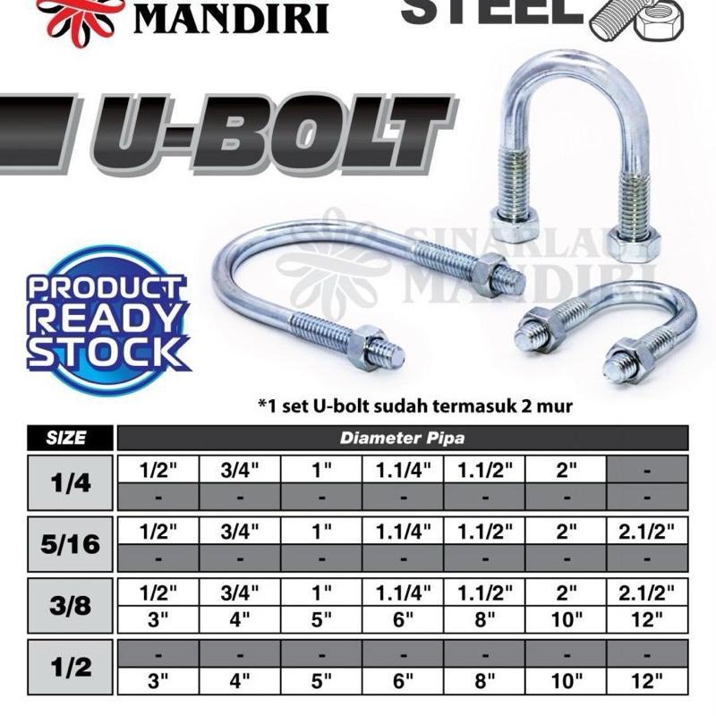 KLEM U BOLT 3/8" GESI GALVANISE