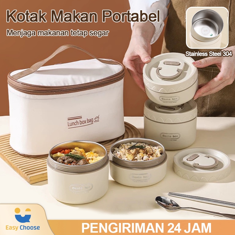 Lunch Box Sekat Kekinian Praktis Original Remaja Nasi BPA Free Bekal Termurah Best Seller Multifungs