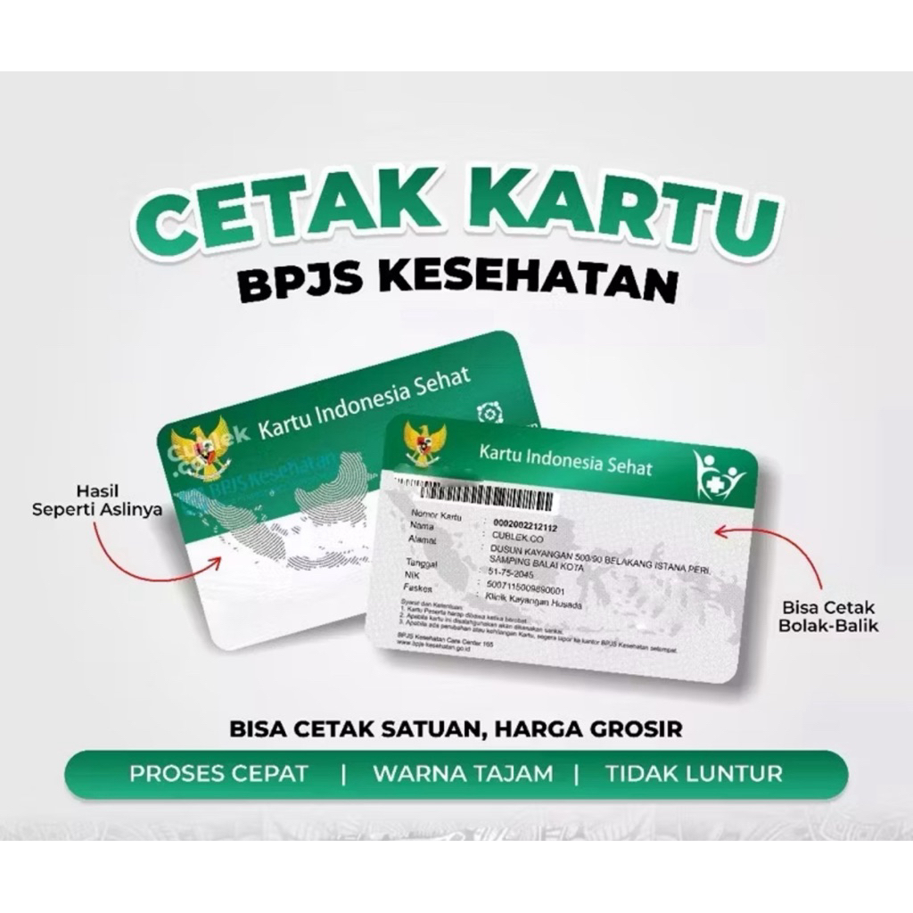 

Cetak ID Card Kartu Digital Fisik Kartu BPJS KIS Bisa Satuan Anti Luntur Bahan PVC Tebal 2 SISI
