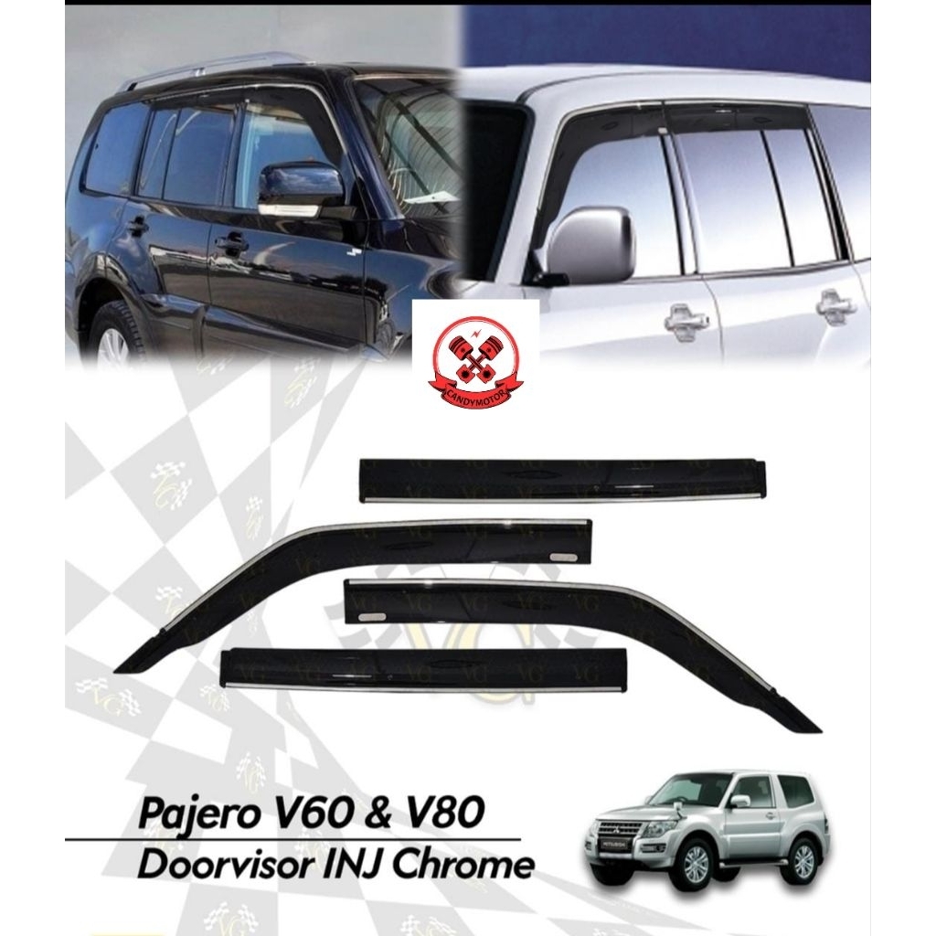 Talang Air Pajero V60 & V80 Injection List Chorme Taiwan Door Visor Pajero V60 dan V80 Injeksi