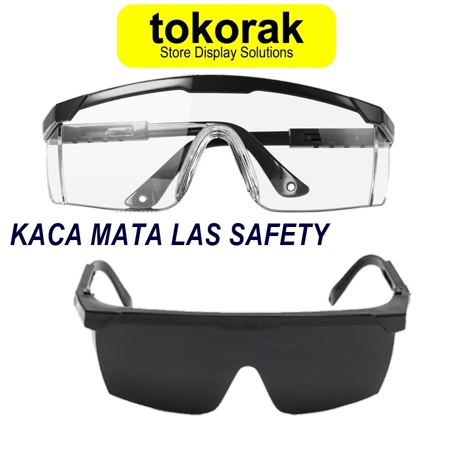KACAMATA LAS KACAMATA SAFETY UV GLASSES HITAM PEKAT KACAMATA GURINDA KACA MATA CLEAR BENING BLACK HI