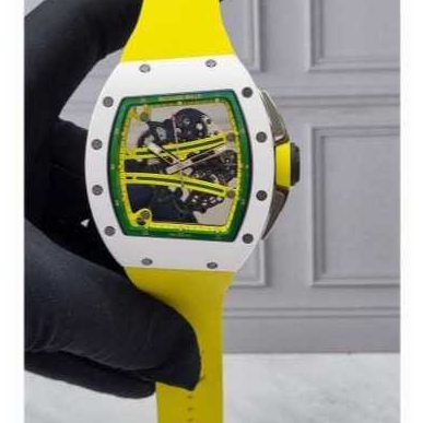 JAM TANGAN RM61 WHITE CASE YELLOW STRAP RUBBER AUTOMATIC SWISS RM6101 SWISS