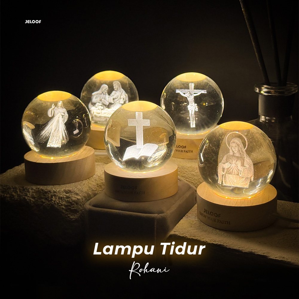 JELOOF Lampu Tidur Salib Yesus Rohani Glow Lamp
