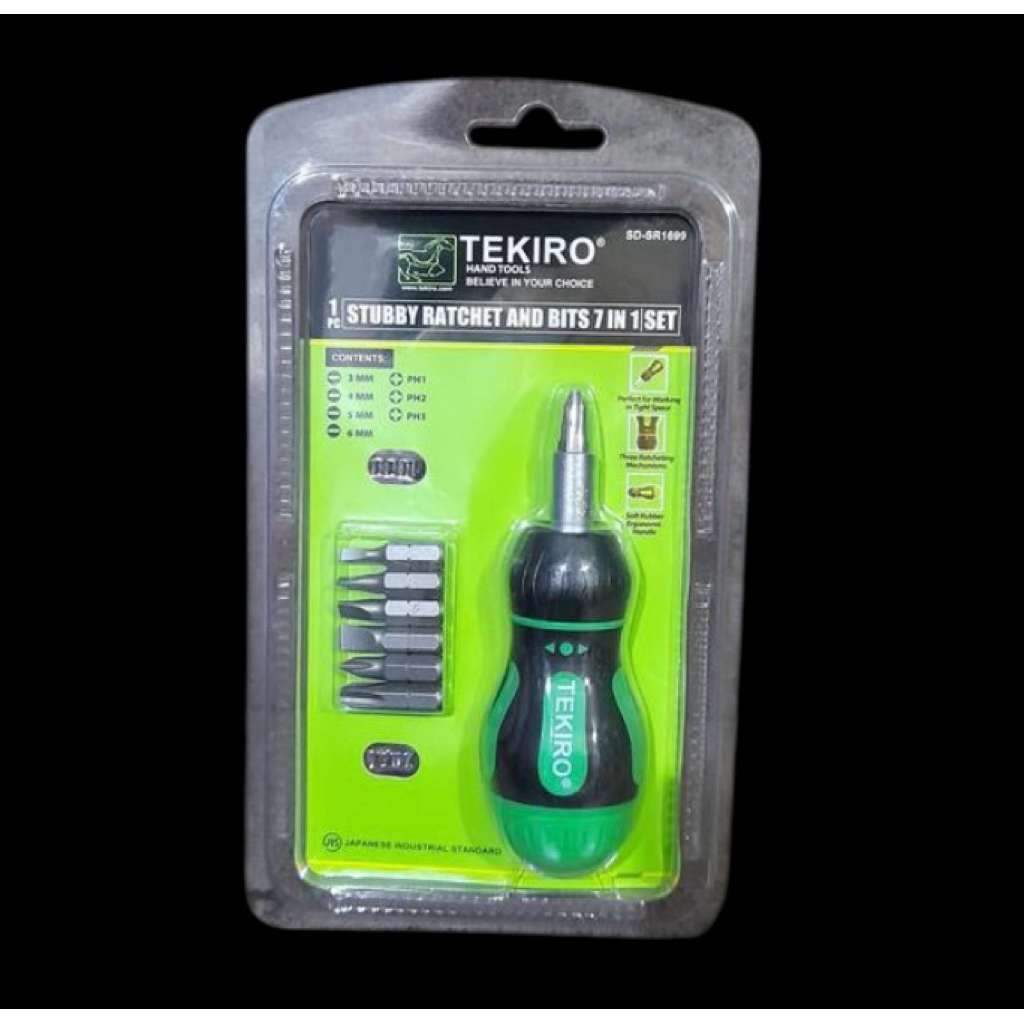 Tekiro Obeng Rachet Stubby 7 in 1 Obeng Cebol Set