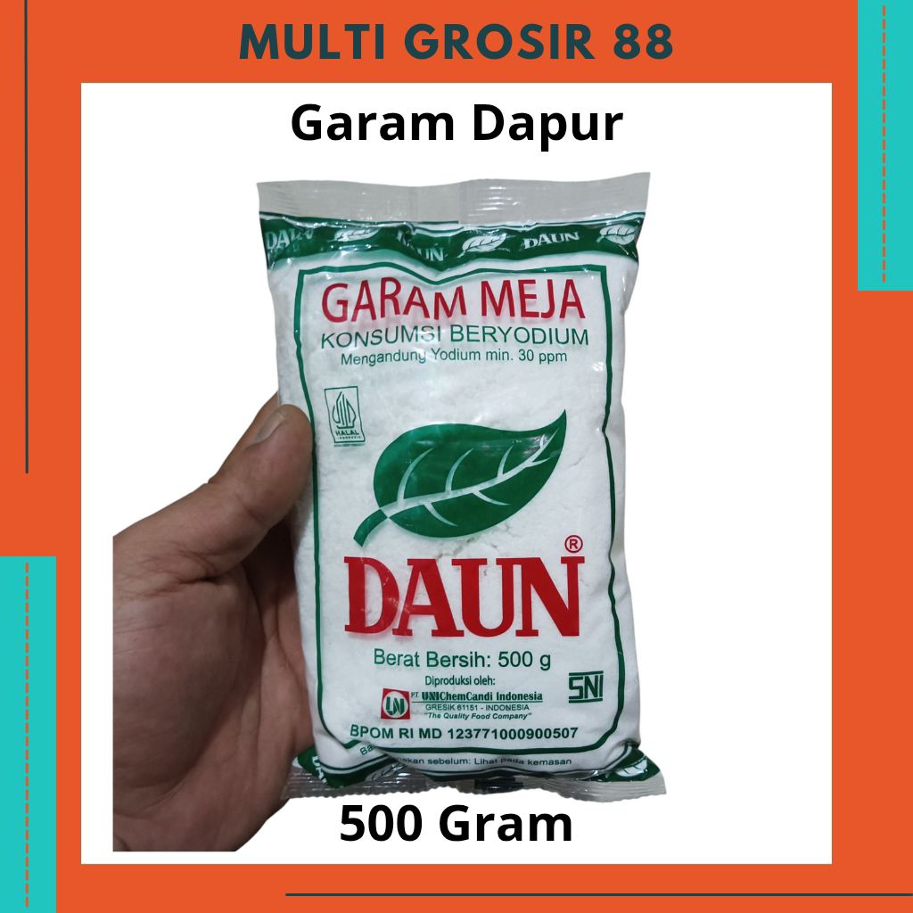 

MG88 Garam Cap Daun Garam Dapur Garam Meja Konsumsi Beryodium 500gr